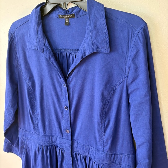 Eileen Fisher Linen Blend Shirt Dress LP - Picture 4 of 9